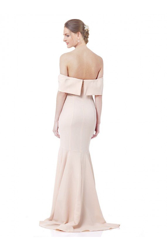 Best Mermaid Bardot Maxi Crepe Bridesmiad Dress with Fishtail Train UK