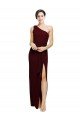 Best One Shoulder Sheath Crepe Prom Dress with High Side Split UK