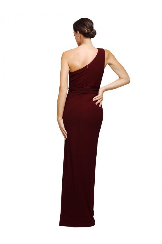Best One Shoulder Sheath Crepe Prom Dress with High Side Split UK