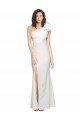 Best One Shoulder Long Full Length Crepe Prom Dress with Ruffles and Side Split UK