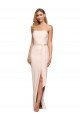 Best Full Length Low Back Strapless Crepe Prom Dress with Thigh High Side Split UK