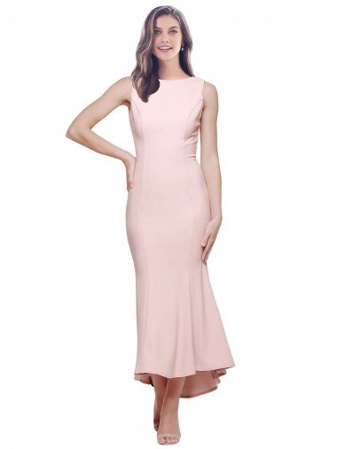 Best High Neck Low V-Back Midi Length Crepe Cocktail Dress / Prom Dress UK