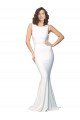 Best High Neck Low V-Back Long Crepe Prom Dress UK