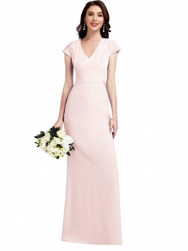 Best Cap Sleeve A-Line Crepe Prom Dress with Pockets UK