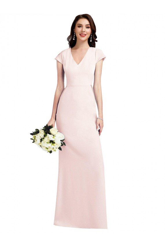 Best Cap Sleeve A-Line Crepe Prom Dress with Pockets UK