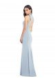 Best Halter Bow Neck Open Back Soft Full Length Trumpet Prom Dress UK