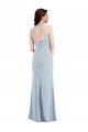 Best Open Back Halter Maxi Crepe Prom Dress with Draped Bow UK