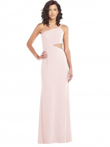 Best Flirty One Shoulder Midriff Cutout Maxi Crepe Prom Dress UK