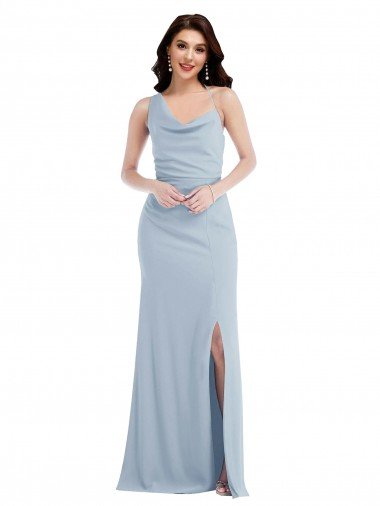 Best One Shoulder Draped Cowl Neck Maxi Prom Dress UK