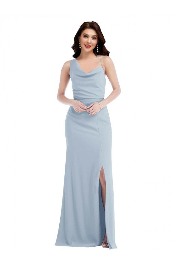Best One Shoulder Draped Cowl Neck Maxi Prom Dress UK
