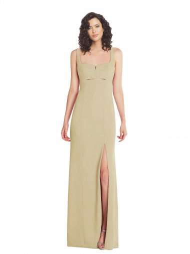 Best Wide Strap Slash Cutout Empire Crepe Prom Dress with Front Slit UK