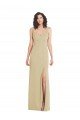 Best Wide Strap Slash Cutout Empire Crepe Prom Dress with Front Slit UK