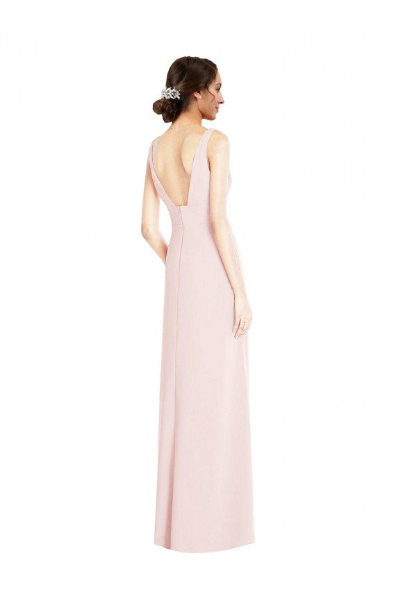 Best Square Neck Low Back A-Line Prom Dress with Front Slit and Pockets UK