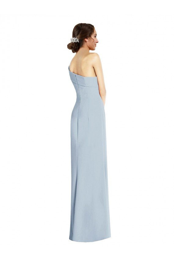 Best Asymmetrical Off the Shoulder Cuff Trumpet Crepe Prom Dress With Front Slit UK