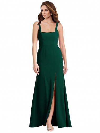 Best Square Neck Trumpet Maxi Prom Dress with Front Slit UK