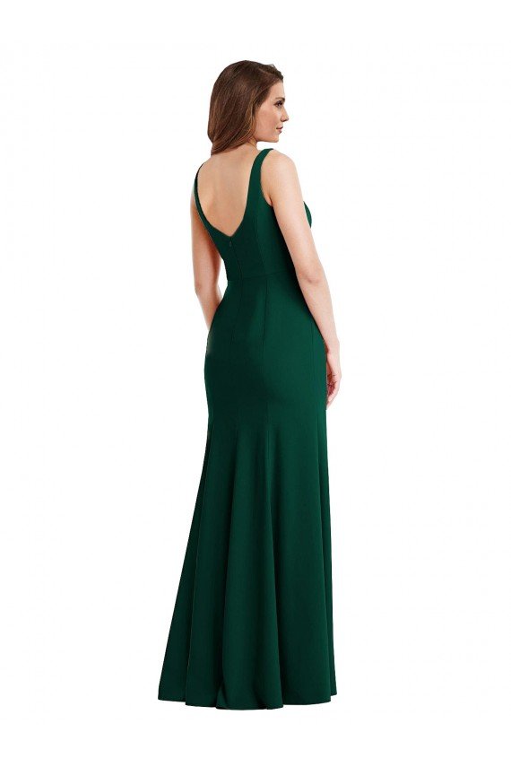 Best Square Neck Trumpet Maxi Prom Dress with Front Slit UK