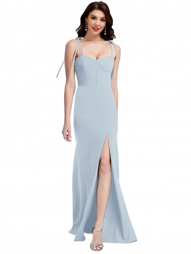 Best Bustier Style Crepe Prom Dress with Bow Straps UK