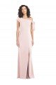 Best Off the Shoulder Tie Detail Trumpet Crepe Prom Dress with Front Slit UK