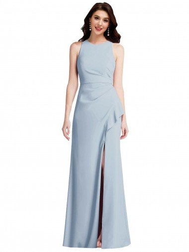 Best Halter Maxi Prom Dress with Cascade Ruffle Slit UK
