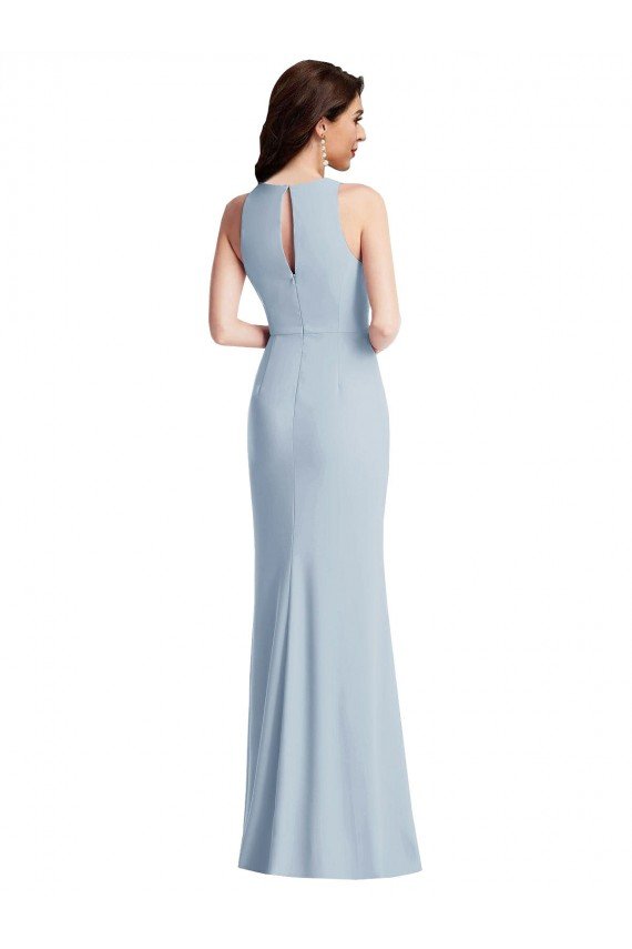Best Halter Maxi Prom Dress with Cascade Ruffle Slit UK