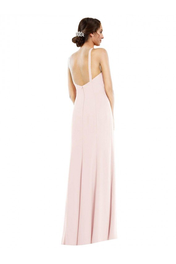 Best Criss Cross Halter Princess Line Trumpet Crepe Prom Dress UK