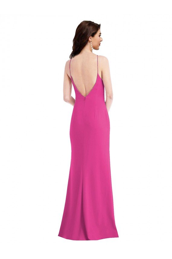 Best Open Back High Neck Halter Trumpet Crepe Prom Dress UK