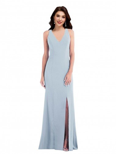 Best Criss Cross Cutout Back Maxi Prom Dress with Front Slit UK