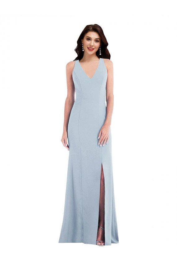 Best Criss Cross Cutout Back Maxi Prom Dress with Front Slit UK