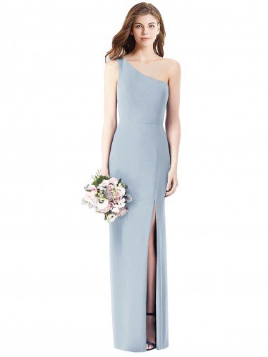 Best One Shoulder Crepe Trumpet Prom Dress with Front Slit UK
