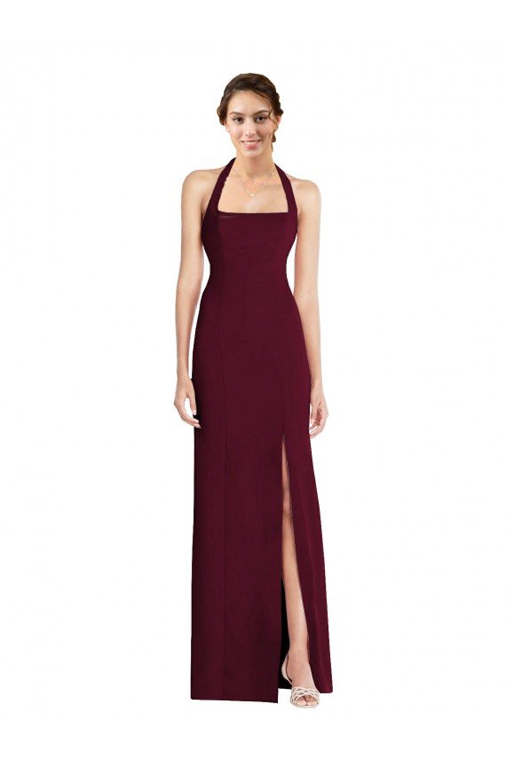 Best Tie Halter Open Back Trumpet Prom Dress UK