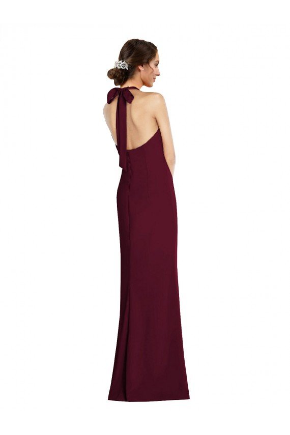 Best Tie Halter Open Back Trumpet Prom Dress UK