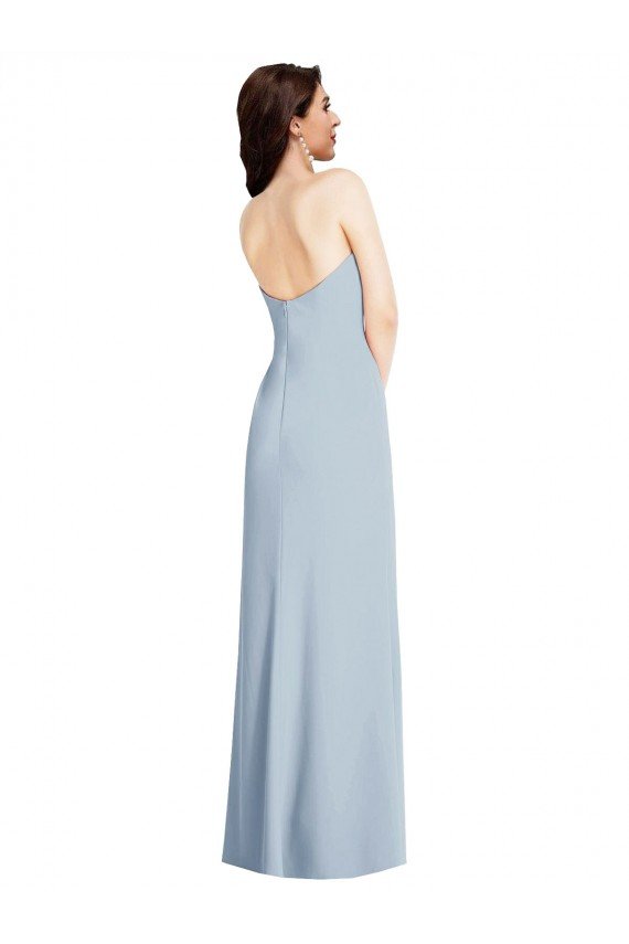 Best Strapless Scoop Back Maxi Crepe Prom Dress with Front Slit UK