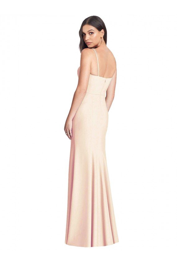 Best Seamed Bodice Crepe Trumpet Prom Dress with Front Slit UK