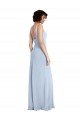Best Slim Square Neck Fit and Flare Full Length Stretch Crepe Prom Dress UK