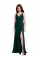 Best Slim A-Line V-Neck Full Length Crepe Prom Dress with Side Slit UK