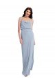 Best Draped Cowl Neck Long Crepe Prom Dress with Spaghetti Straps UK