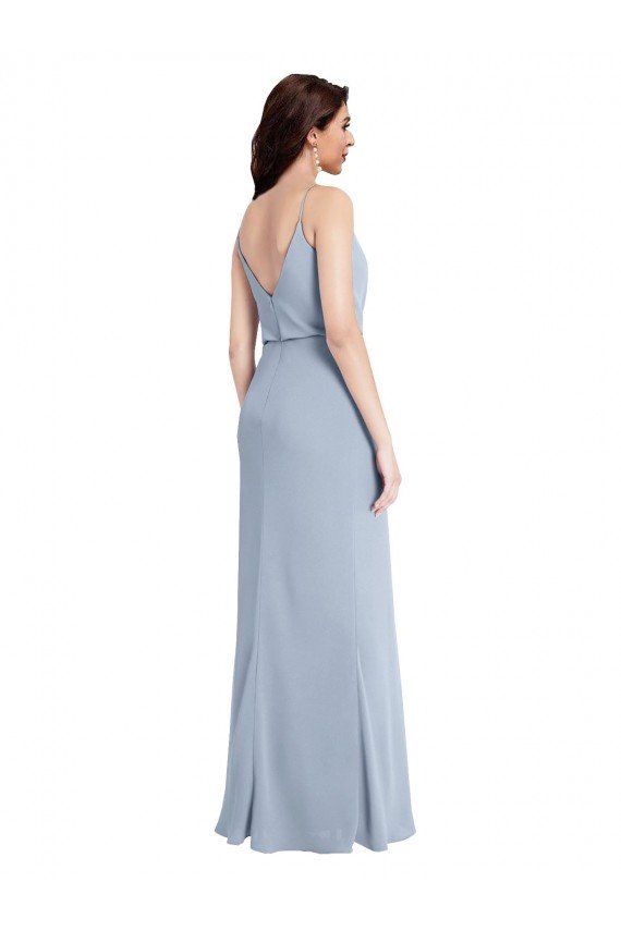 Best Draped Cowl Neck Long Crepe Prom Dress with Spaghetti Straps UK