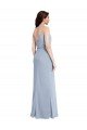 Best Draped Cowl Neck Long Crepe Prom Dress with Spaghetti Straps UK