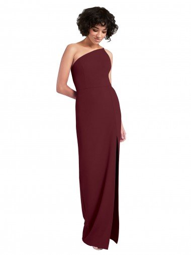 Best Sleek One Shoulder Long Crepe Prom Dress with Daring Slit UK