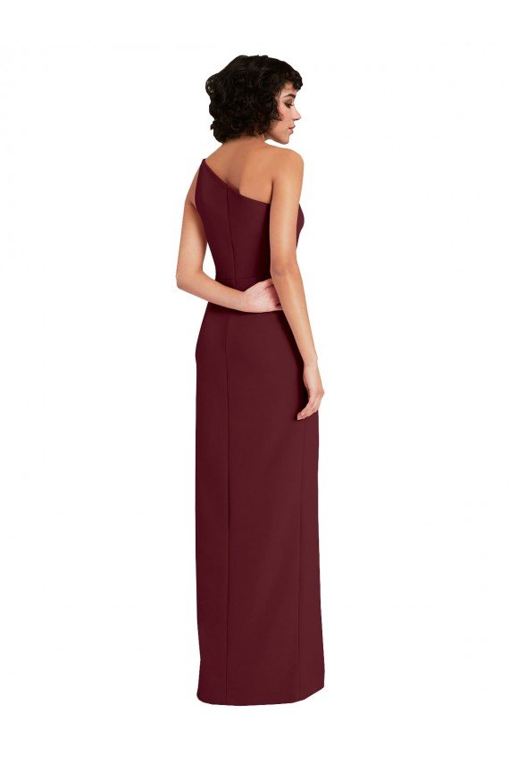 Best Sleek One Shoulder Long Crepe Prom Dress with Daring Slit UK