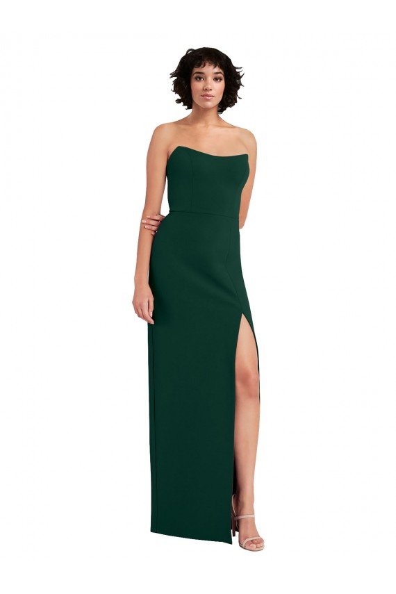 Best Scooped Strapless Neckline Crepe Prom Dress with Side Slit UK