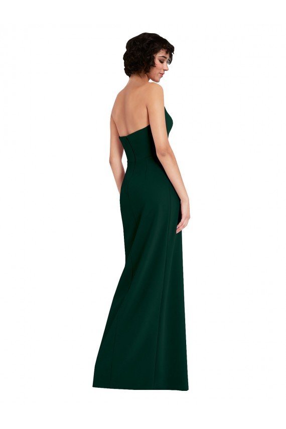 Best Scooped Strapless Neckline Crepe Prom Dress with Side Slit UK