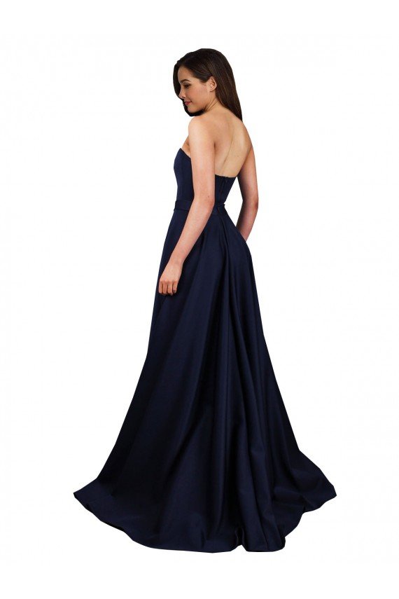 Best Sweetheart Neckline Low Back Long Crepe Prom Dress with High Leg Spit & Pockets UK