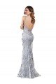 Best Silver V-Neckline Backless Floral Patterned Sequin Prom Dress UK