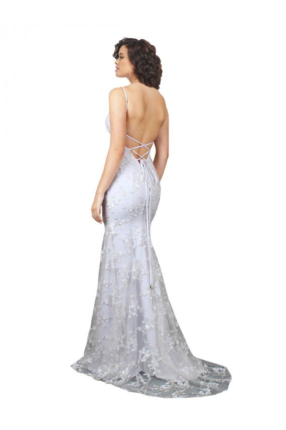 Best V-Neckline Backless Floral Patterned Sequin Formal Prom Dress UK