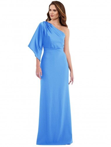 Best One Shoulder Bell Sleeves Trumpet Prom Dress UK