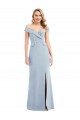 Best Off the Shoulder Tuxedo Maxi Prom Dress with Front Slit UK
