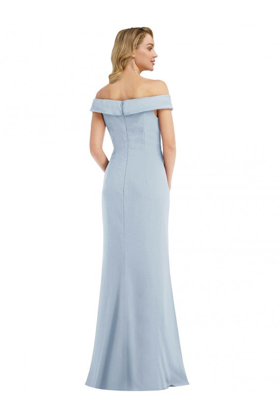 Best Off the Shoulder Tuxedo Maxi Prom Dress with Front Slit UK