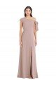 Best Off the Shoulder Tie Detail Maxi Crepe Prom Dress with Front Slit UK