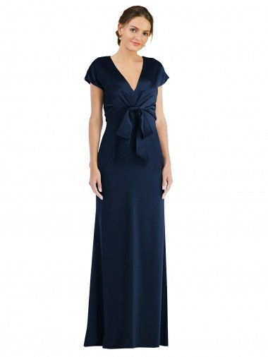 Best Soft Bow Blouson Bodice Trumpet Crepe Prom Dress UK
